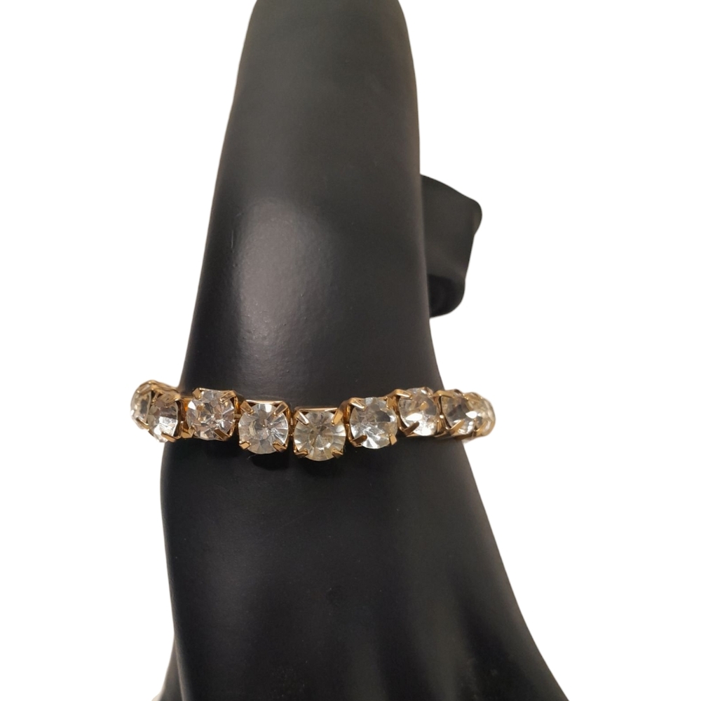 Gold Diamond Rhinstone Women's Stretch Bracelet - Picture 5 of 6